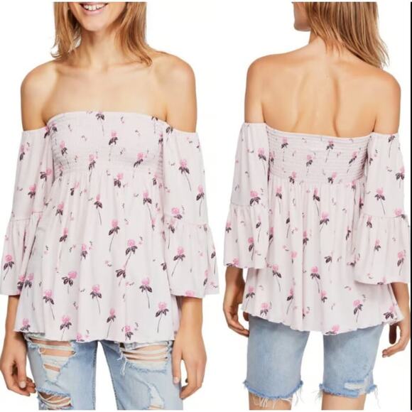 Free People Lana Off Shoulder‎ Top Pink Size Medium - Picture 1 of 7